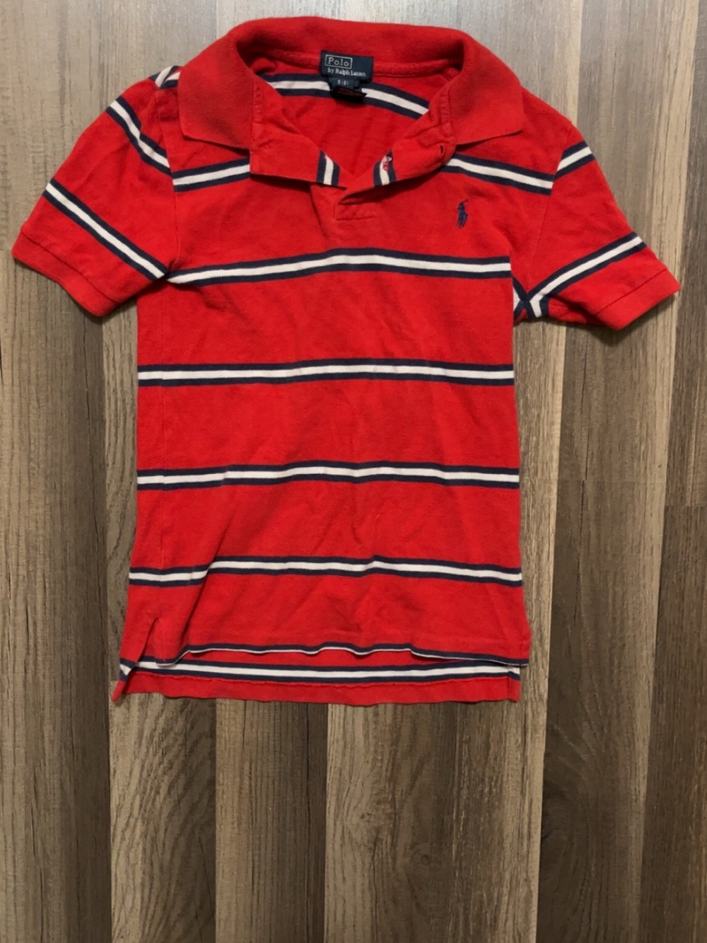 POLO RALPH LAUREN Kids Small 8 Red Stripped Cotton Shirt